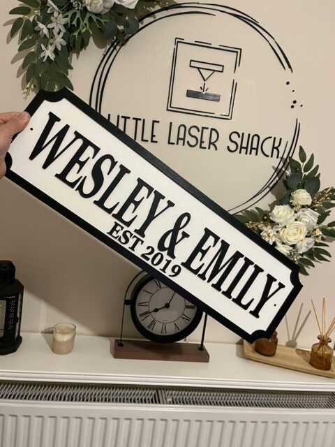 Couples Sign - Street 3D Look Personalised Wall Mount Mdf Home Decor Gift Birthday Wedding Engaged Christmas Est Date - image 1