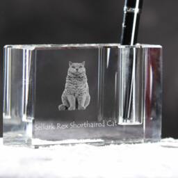 Selkirk Rex , Crystal Pen Holder With Cat, Souvenir, Decoration, Limited Edition, Collection - thumbnail 3