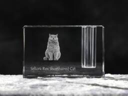 Selkirk Rex , Crystal Pen Holder With Cat, Souvenir, Decoration, Limited Edition, Collection - thumbnail 1