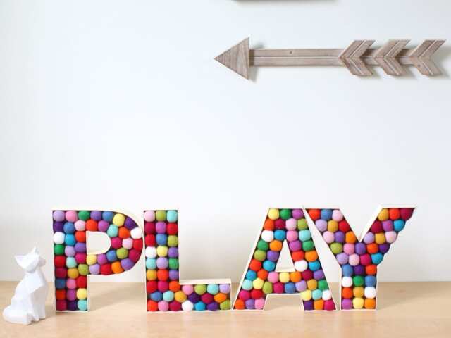Felt Ball Alphabet Letters Play, Nursery Decor, Balls, Kids Bedroom, Filled Letter, Pom Playroom, Wall Decoration - image 1