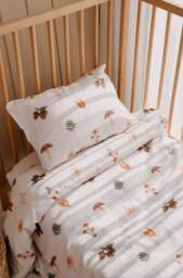 Forest Patterned Organic Cotton Duvet Cover Set, Personalized Baby Crib Bedding, Twin Size - Toddler Unique Gifts