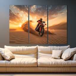 Abstract Biker At Sunset Canvas Print, Dirt Bikes Canvas, Motocross Wall Art, Gift, in Desert - thumbnail 2