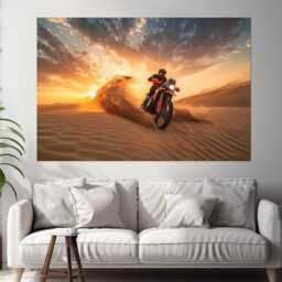 Abstract Biker At Sunset Canvas Print, Dirt Bikes Canvas, Motocross Wall Art, Gift, in Desert - thumbnail 4