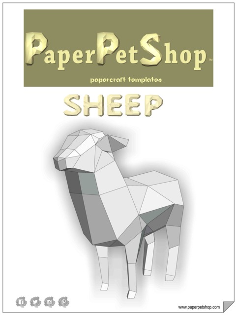 Papercraft Sheep, 3D Template, Diy Lowpoly Paper Farm Pet - image 1
