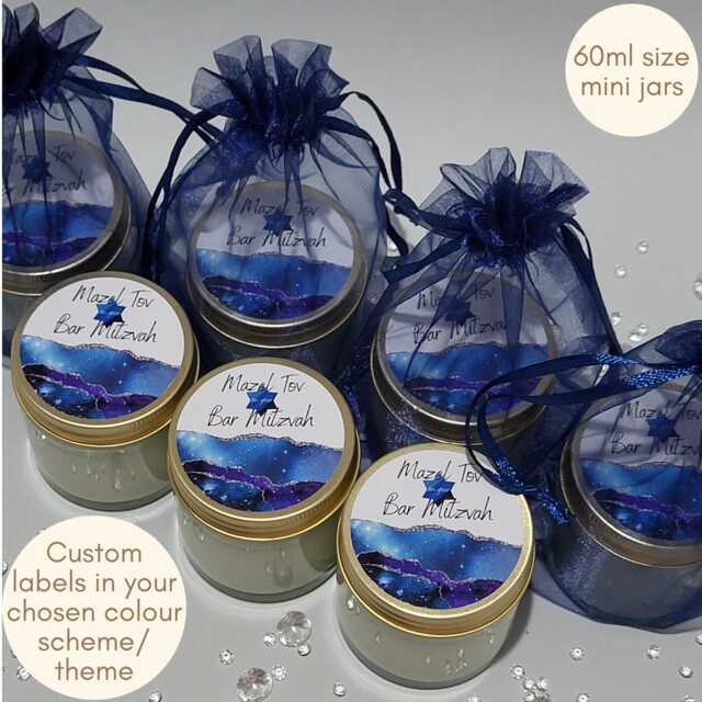 Personalised Bar Mitzvah Favours Scented Soy Candle Mazel Tov Gifts - image 1