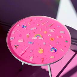 Resin Candy Table, Pink Coffee Cute Kids Funky Furniture, Kawaii Pastel Fun Dopamine Art - thumbnail 4