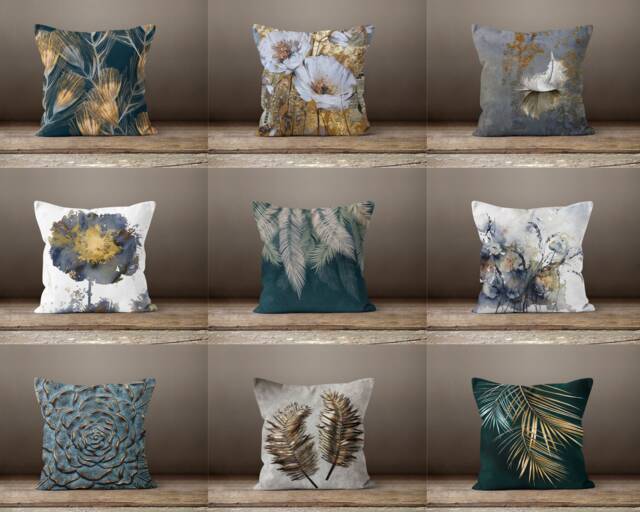 Emerald Green Cushion Cover-Flower Pillow Case-Decorative Cover-Home Decor Case-Gift For Her Cushion-Handmade Material - image 1