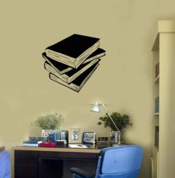 Pile Of Books Vinyl Wall Decal Library Reading Corner Room School Stickers - #2782Di - thumbnail 1