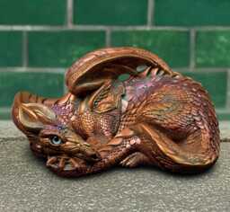 Unique Concrete Dragon Sculpture Stone Curled Figure Outdoor Animal Ornament Large Garden Statue Handmade Cement Decor