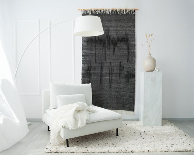 Ink - Large Handwoven Black Wool Tapestry Scandinavian Wall Art - image 1