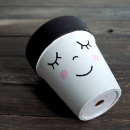 Terracotta Plant Pot Hand Painted With The Funny Face, Ceramic Drainage Hole, Multiple Sizes Available - thumbnail 2