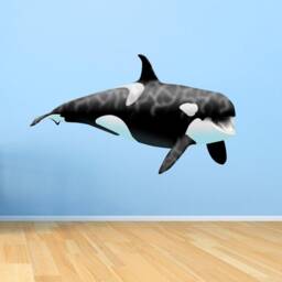 Killer Whale - Orca Wall Decal - Ocean Wall Reusable Fabric Vwaq Ocw1 - thumbnail 1