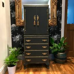 Shabby Chic Tallboy Cabinet, Hand Painted Solid Wood Furniture