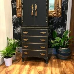 Shabby Chic Tallboy Cabinet, Hand Painted Solid Wood Furniture - thumbnail 3