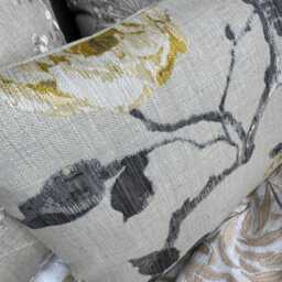 "Beige Ochre Floral Rose Cushion Cover, 12"" X 20" - thumbnail 3