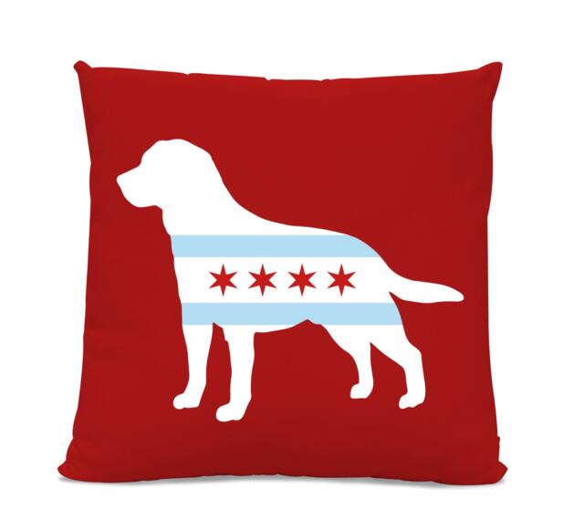 Chicago Flag Labrador Pillow - Home Decor Pillow Dog Breed Silhouette Home Decor Retriever - image 1