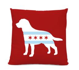 Chicago Flag Labrador Pillow - Home Decor Pillow Dog Breed Silhouette Home Decor Retriever - thumbnail 1