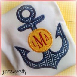 Monogram Anchor Embroidery Applique Design - thumbnail 2