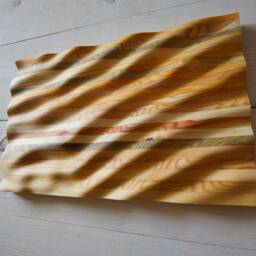 Reclaimed Wood Slat Wall Panel Abstract Wave Relief Art Pallet Wood - thumbnail 2