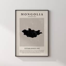 Mongolia Map Vintage Abstract Wall Art Print Picasso + Matisse Inspired Travel Poster - thumbnail 3