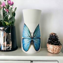 Blue Butterfly Vase, Pretty Themed Gifts, Butterflies, Decorations, Centre Piece, Flower Vase - thumbnail 1