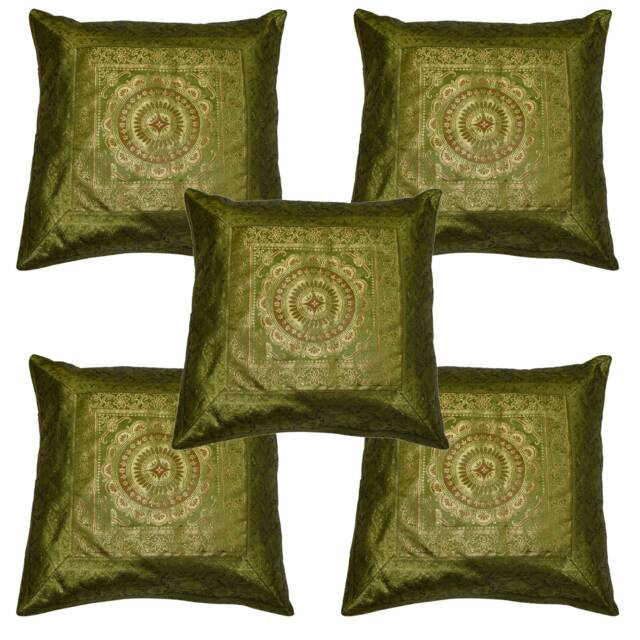 Indian Ethnic Decorative Silk Pillow Cushion Cover Banarsi Brocade Work Handmade Pillowcases - image 1