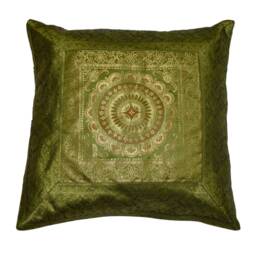 Indian Ethnic Decorative Silk Pillow Cushion Cover Banarsi Brocade Work Handmade Pillowcases - thumbnail 2