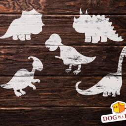 Dinosaur Stencil For Nursery Reusable Stencil With 5 Funny Dinosaurs Painting On Wall, Wood, Toy Box, Cookie & Cake Decor - thumbnail 2