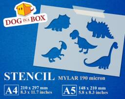 Dinosaur Stencil For Nursery Reusable Stencil With 5 Funny Dinosaurs Painting On Wall, Wood, Toy Box, Cookie & Cake Decor - thumbnail 1