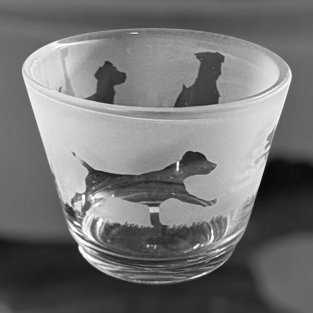 Patterdale Terrier Tealight - Rustic Glass Tea Light Holder With Patterdale Terrier Design - image 1