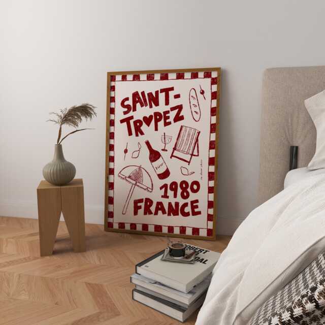 Saint Tropez France 1980S Art Print, Retro Bedroom Wall Decor - image 1