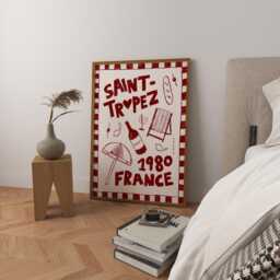 Saint Tropez France 1980S Art Print, Retro Bedroom Wall Decor - thumbnail 1