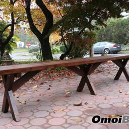 Farmhouse Trestle Dining Bench, Custom Wooden Bench With Legs, Rustic Table Wood Benches Outdoor.long Wooden Bench - thumbnail 2