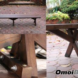 Farmhouse Trestle Dining Bench, Custom Wooden Bench With Legs, Rustic Table Wood Benches Outdoor.long Wooden Bench - thumbnail 3