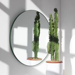 Orbis??? Round Handcrafted Mirror With A Modern Green Frame - Large, Xl - thumbnail 2