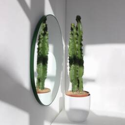 Orbis??? Round Handcrafted Mirror With A Modern Green Frame - Large, Xl - thumbnail 3