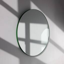 Orbis??? Round Handcrafted Mirror With A Modern Green Frame - Large, Xl