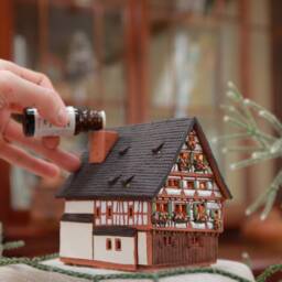Handcrafted Ceramic Tealight Holder - Miniature Of Schiefes Hotel in Ulm, Germany Collectible House - thumbnail 2