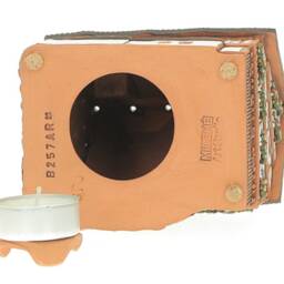 Handcrafted Ceramic Tealight Holder - Miniature Of Schiefes Hotel in Ulm, Germany Collectible House - thumbnail 4