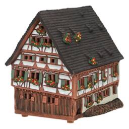 Handcrafted Ceramic Tealight Holder - Miniature Of Schiefes Hotel in Ulm, Germany Collectible House - thumbnail 3