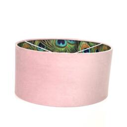 New Luxury Hq Double Sided Blush Baby Pink Velvet & Peacock Feathers Combination Lamp Shade Pendant Light - thumbnail 2
