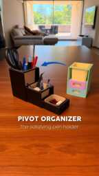 Rotating Desk Organizer Pen Holder, Pivot Storage Bins, Custom Colour Office Organiser - thumbnail 1