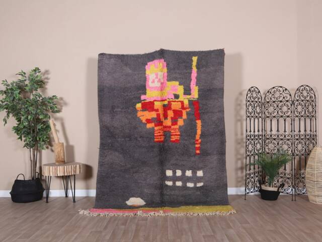 Authentic Boujaad Rug, Grey Moroccan Rug 5x7 Ft - image 1