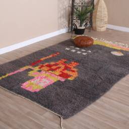 Authentic Boujaad Rug, Grey Moroccan Rug 5x7 Ft - thumbnail 3