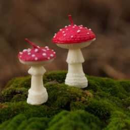 Set Of Two Mushroom Candles Red Amanita, Free Delivery - thumbnail 3