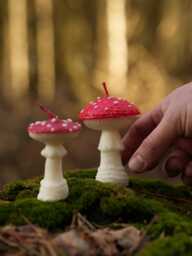 Set Of Two Mushroom Candles Red Amanita, Free Delivery - thumbnail 1
