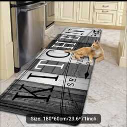 Velvet Kitchen Runner Mat, Machine Washable, Polyester, 180x60cm - Kitchen Decor - thumbnail 1