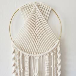 Macrame Dream Catcher Wall Hanging Gold Ring With Tassels Handmade Boho Decor Bohemian - thumbnail 2