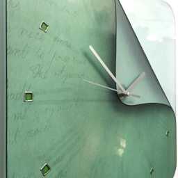 Light Green Tempered Glass Wall Clock Square Boho Decor With Unusual Shape - thumbnail 2