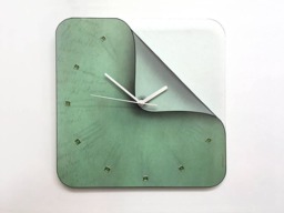Light Green Tempered Glass Wall Clock Square Boho Decor With Unusual Shape
